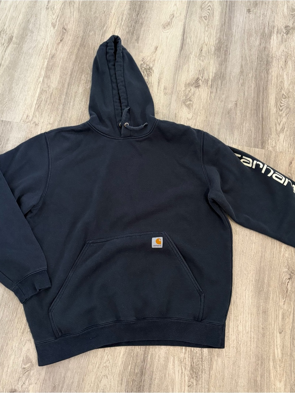 Carhartt Hoodie Mens Large Navy Pullover K288  Workwear Streetwear Farm Hunting